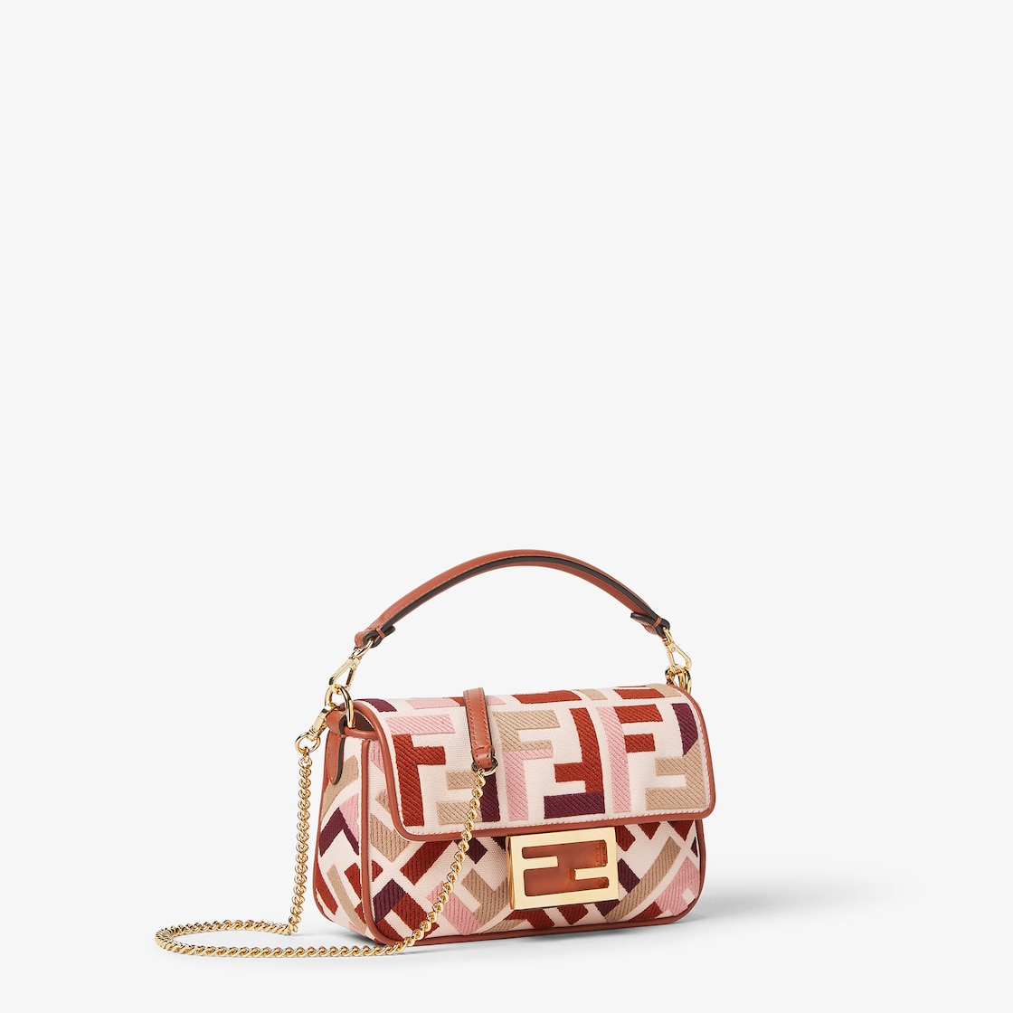 FENDI Baguette® Mini Canvas bag with multicolor FF embroidery - Image 3